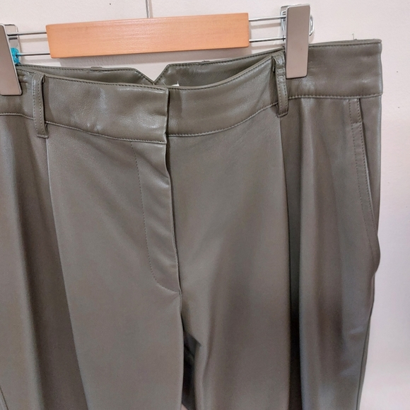 H&M Khaki Coloured Faux Leather Pants - Picture 4 of 6